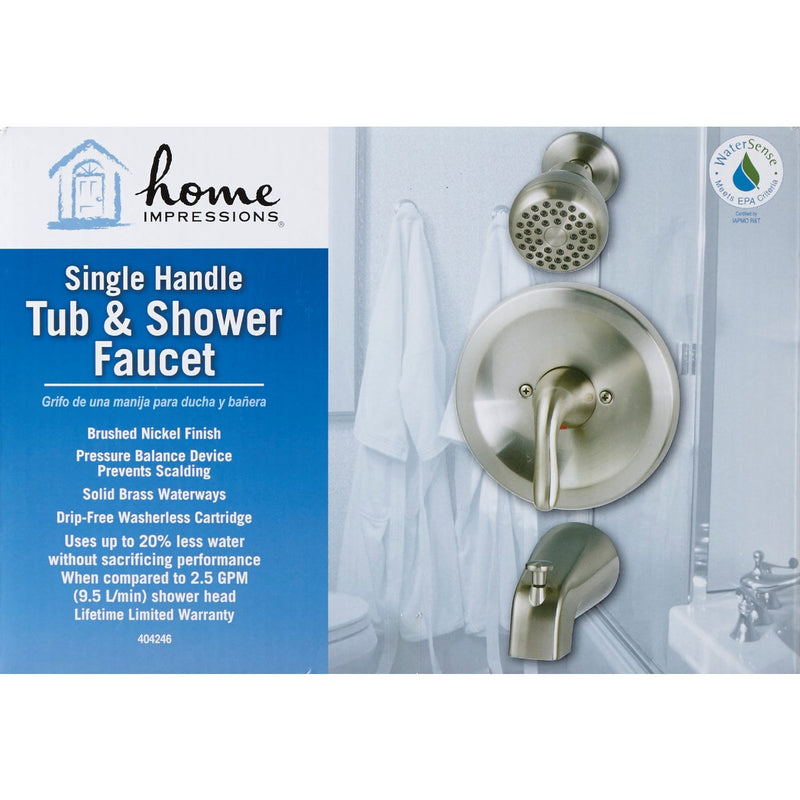 Home Impressions Brushed Nickel Single-Handle Metal Lever Tub & Shower Faucet