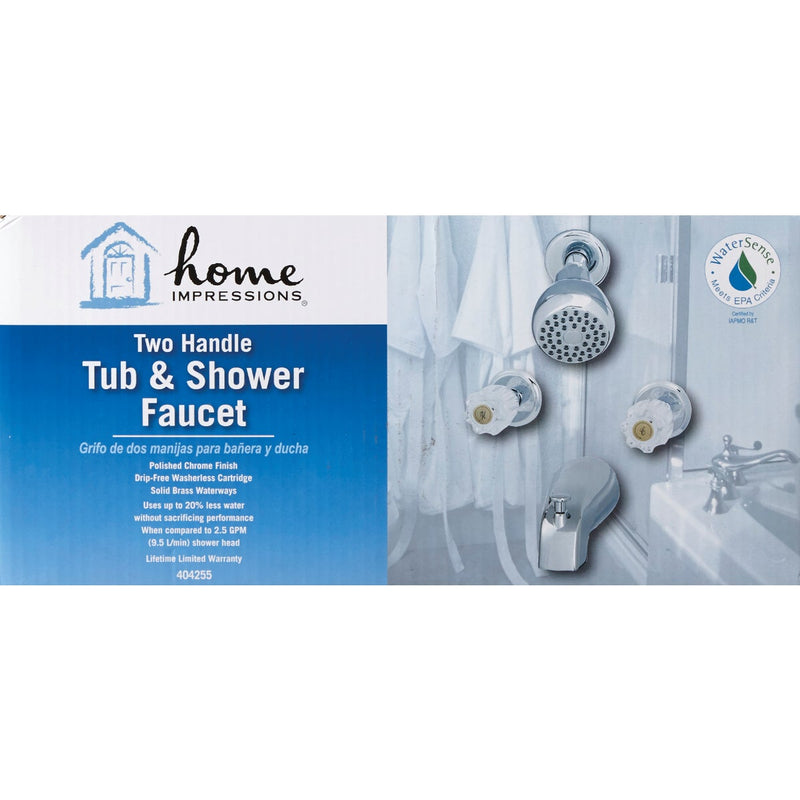 Home Impressions Chrome 2-Handle Acrylic Knob Tub & Shower Faucet