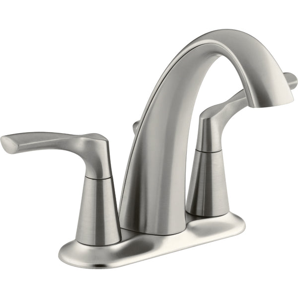 Kohler Mistos Brushed Nickel 2-Handle Lever 4 In. Centerset Bathroom Faucet with Pop-Up