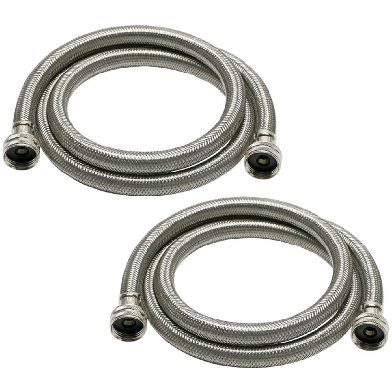 Fluidmaster 3/4 x 3/4 In. Hose Fitting x 60 In. L Braided Stainless Steel High Efficiency Washing Machine Hose(2-Pack)