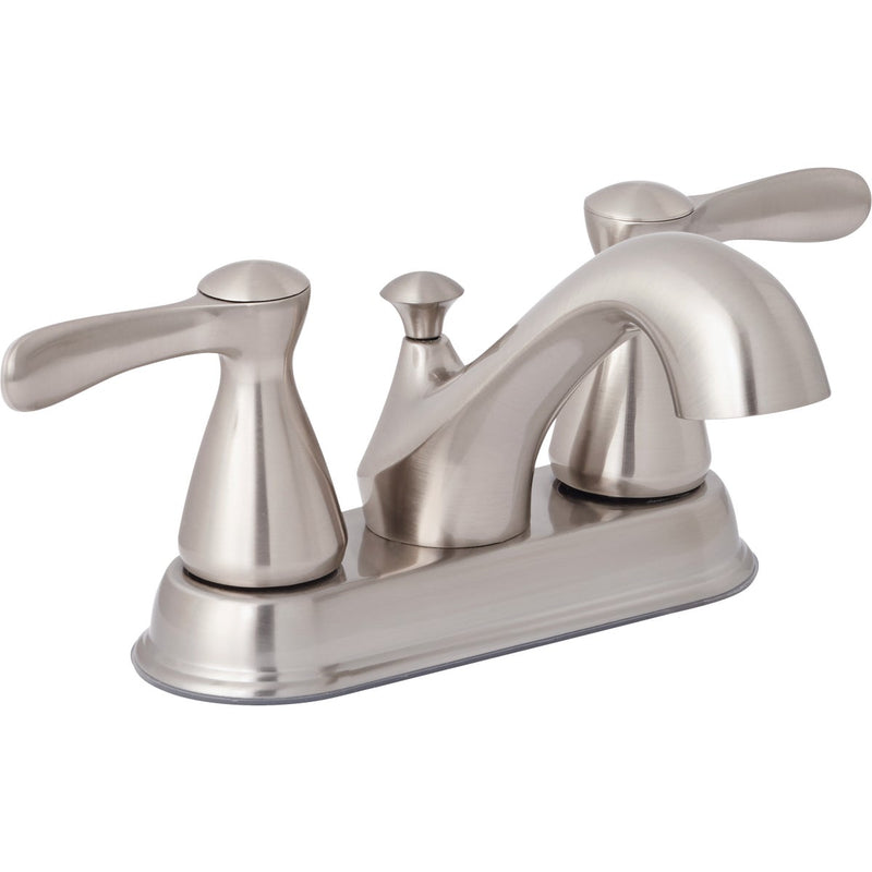 Home Impressions Traditional Brushed Nickel 2-Handle Lever 4 In. Centerset Bathroom Faucet with Pop-Up