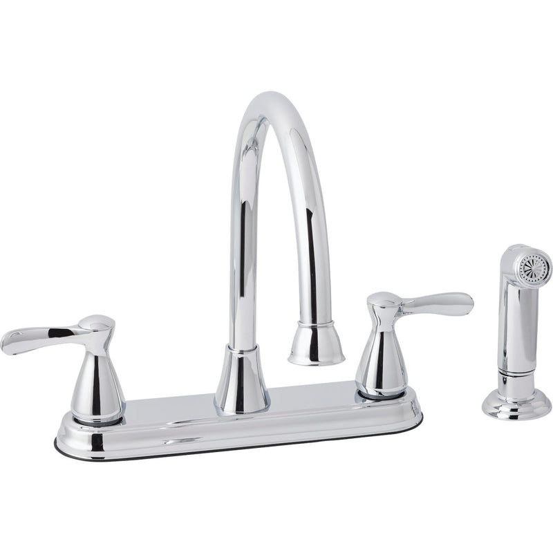 Home Impressions 2-Handle Tradtional Lever Kitchen Faucet with Side Spray, Chrome