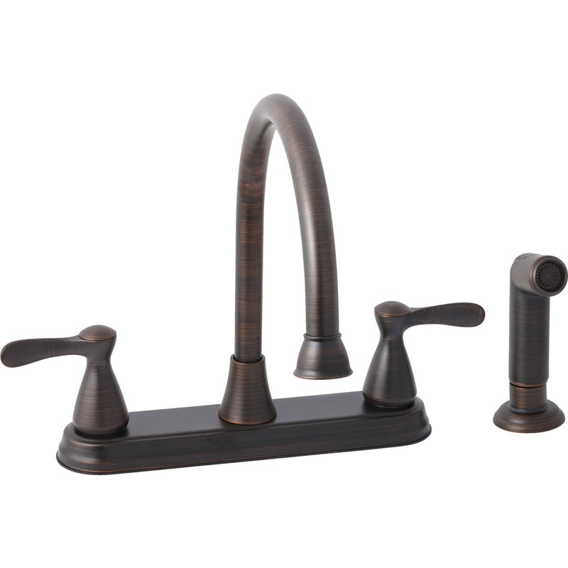 Home Impressions 2-Handle Traditional Lever Kitchen Faucet with Side Spray, Oil-Rubbed Bronze