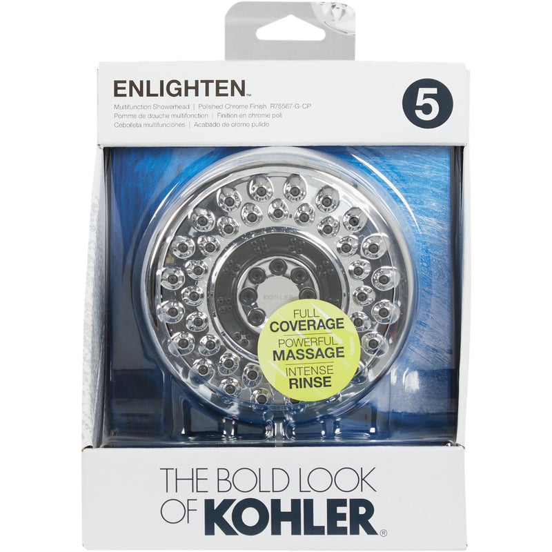 Kohler Enlighten 5-Spray Multifunction 1.75 GPM Fixed Shower Head, Chrome