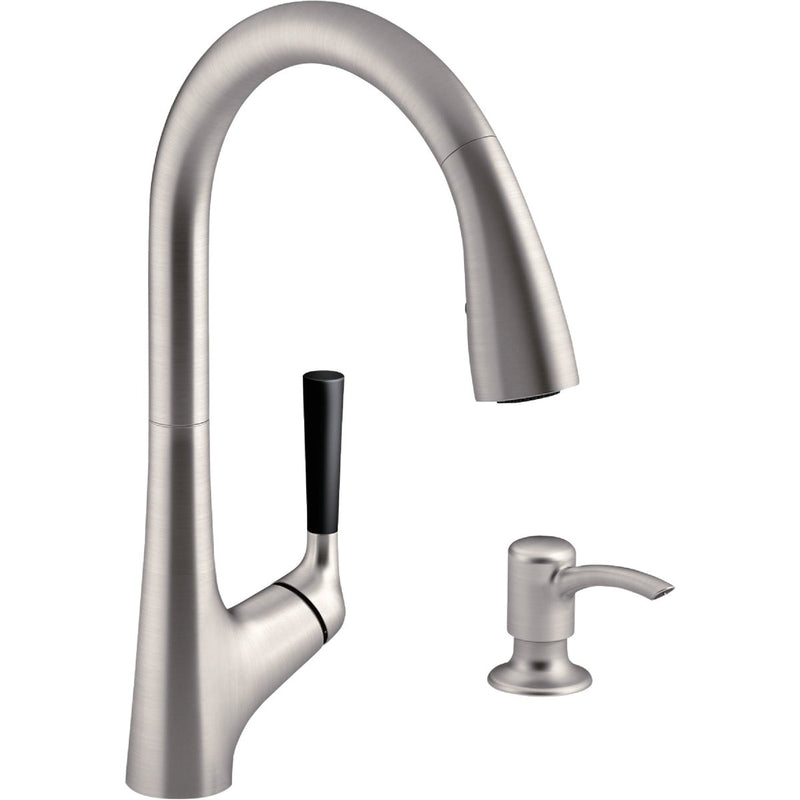 Kohler Malleco 1-Handle Lever Pull-Down Kitchen Faucet, Stainless