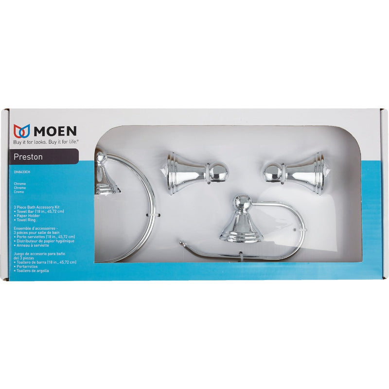 Moen Preston Collection 3-Piece Bath Hardware Set, Chrome