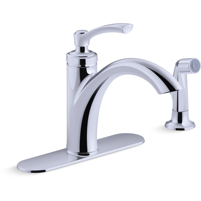 Kohler Linwood 1-Handle Lever Kitchen Faucet with Side Spray, Chrome