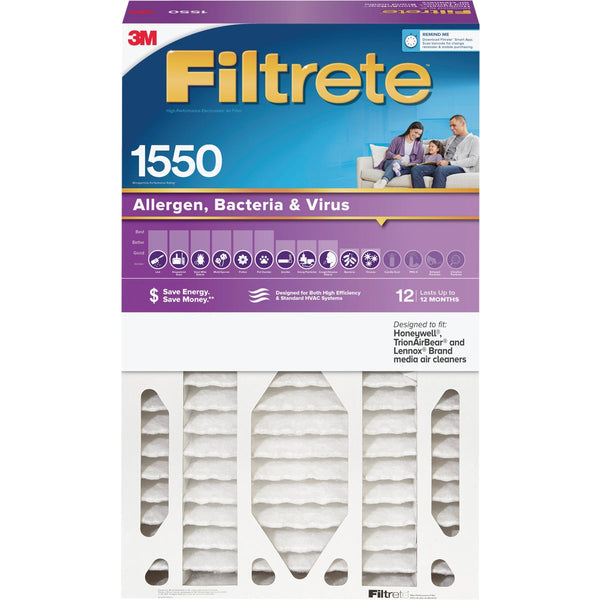 Filtrete 16 In. x 25 In. x 5 In. 1550 MPR Allergen, Bacteria & Virus Deep Pleat Furnace Filter, MERV 12