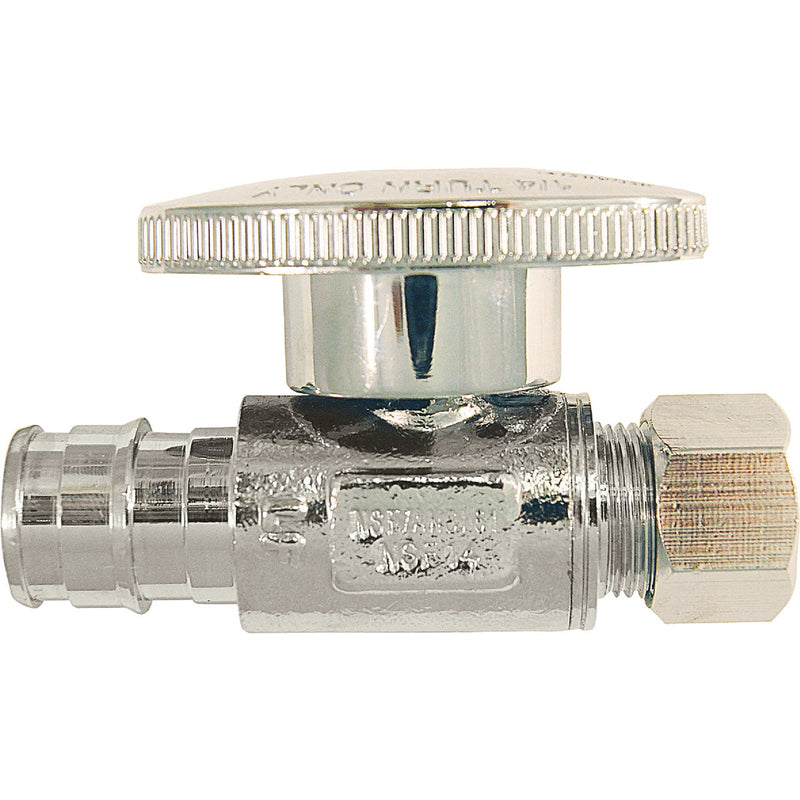 Apollo Retail 1/2 In. Barb x 3/8 In. Compression Chrome-Plated Brass Straight PEX-A Stop Valve