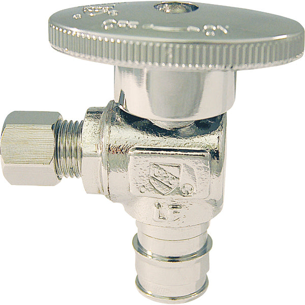 Apollo Retail 1/2 In. Barb x 1/4 In. Compression Chrome-Plated Brass Angle PEX-A Stop Valve