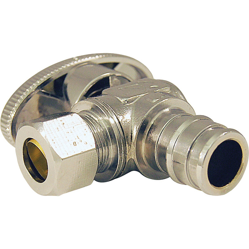 Apollo Retail 1/2 In. Barb x 3/8 In. Compression Chrome-Plated Brass Angle PEX-A Stop Valve