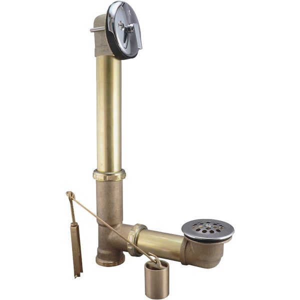 Keeney Rough Brass Trip Lever Bath Drain with Polished Chrome Trim