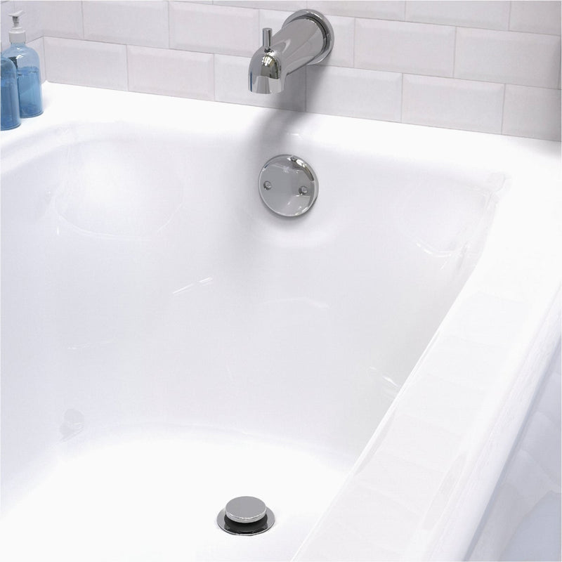 Keeney Foot Lok Stop Plastic Bath Drain with Polished Chrome Trim