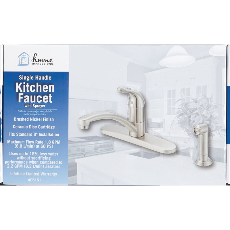 Home Impressions 1-Handle Lever Kitchen Faucet with Side Spray, Brushed Nickel