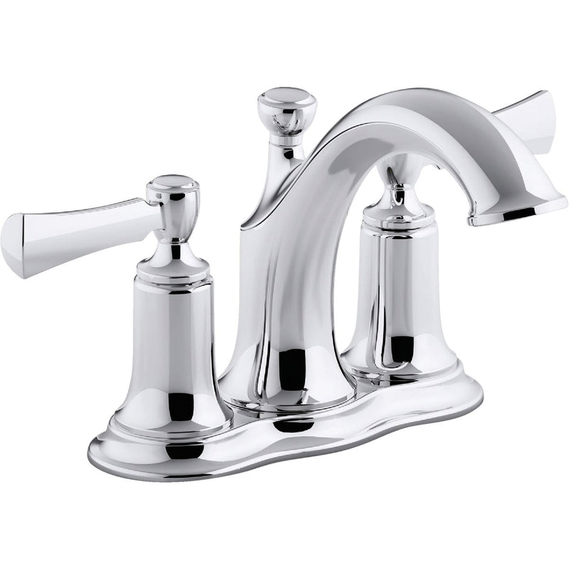 Kohler Elliston Chrome 2-Handle Lever 4 In. Centerset Bathroom Faucet with Pop-Up