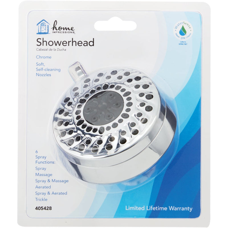 Home Impressions 6-Spray 1.8 GPM Fixed Shower Head, Chrome