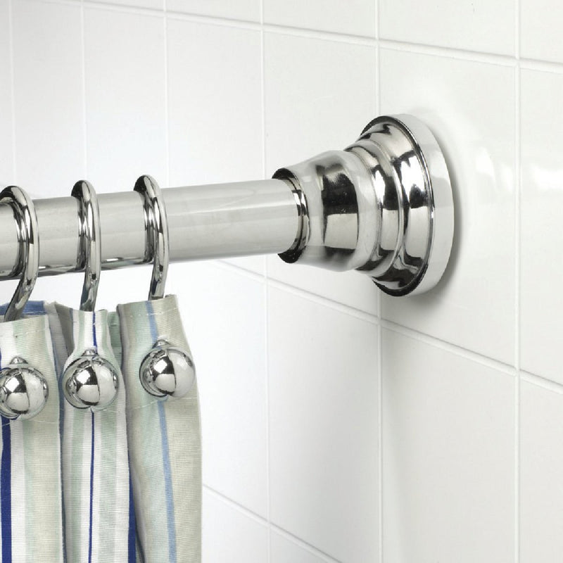 Zenna Home Straight 72 In. Adjustable Tension Finial Shower Rod in Chrome