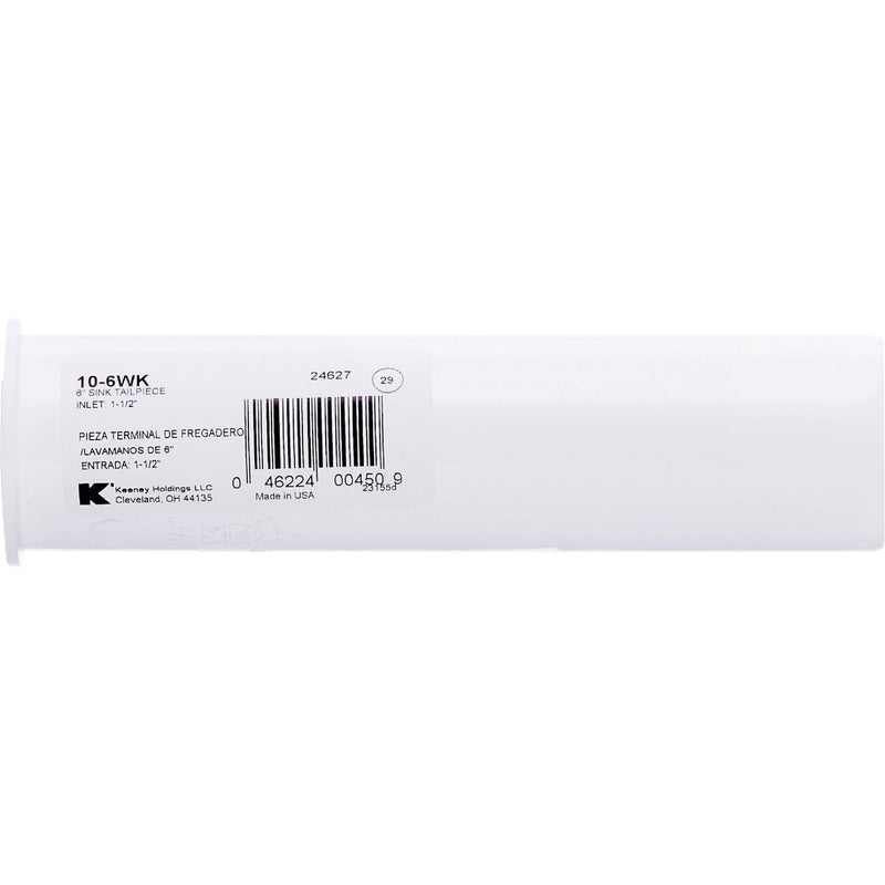 Keeney 1-1/2 In. x 6 In. White Plastic Flanged Sink Tailpiece