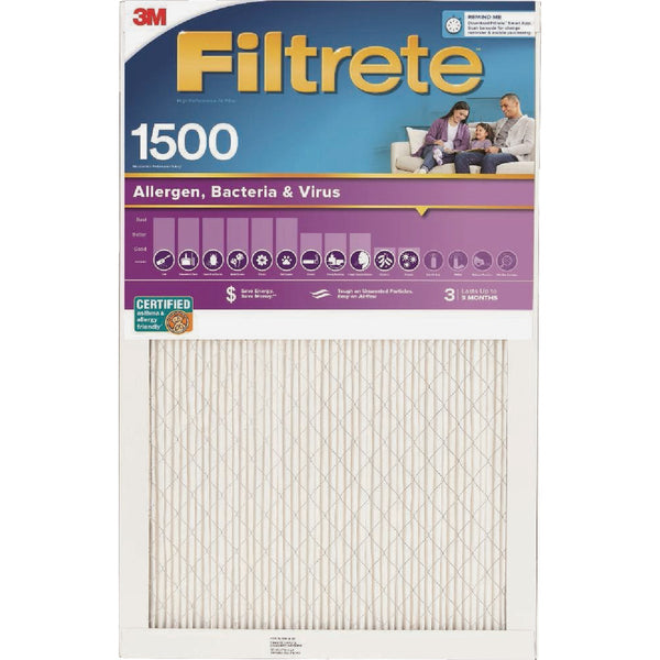 Filtrete 12 In. x 20 In. x 1 In. 1500 MPR High Performance Furnace Filter, MERV 12