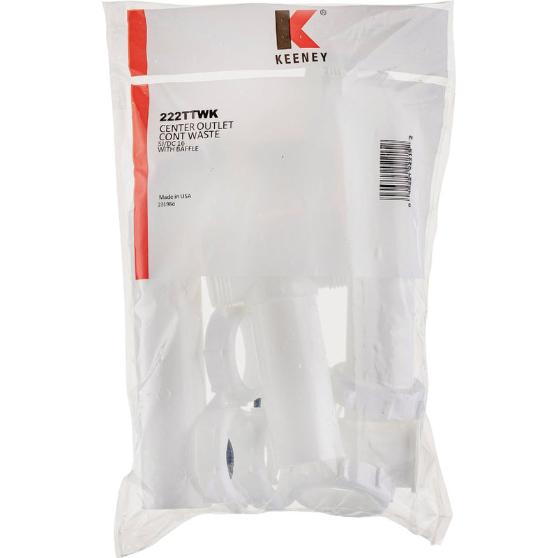 Keeney 1-1/2 In. x 16 In. White Polypropylene Center Outlet Waste