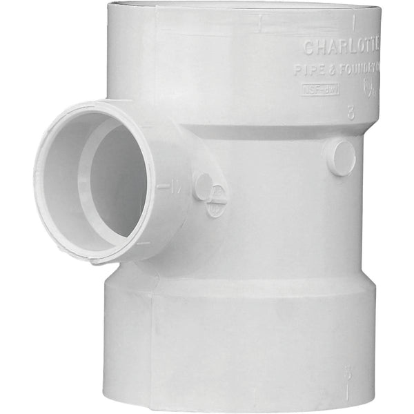 Charlotte Pipe 3 In. x 1-1/2 In. Reducing Sanitary PVC Tee