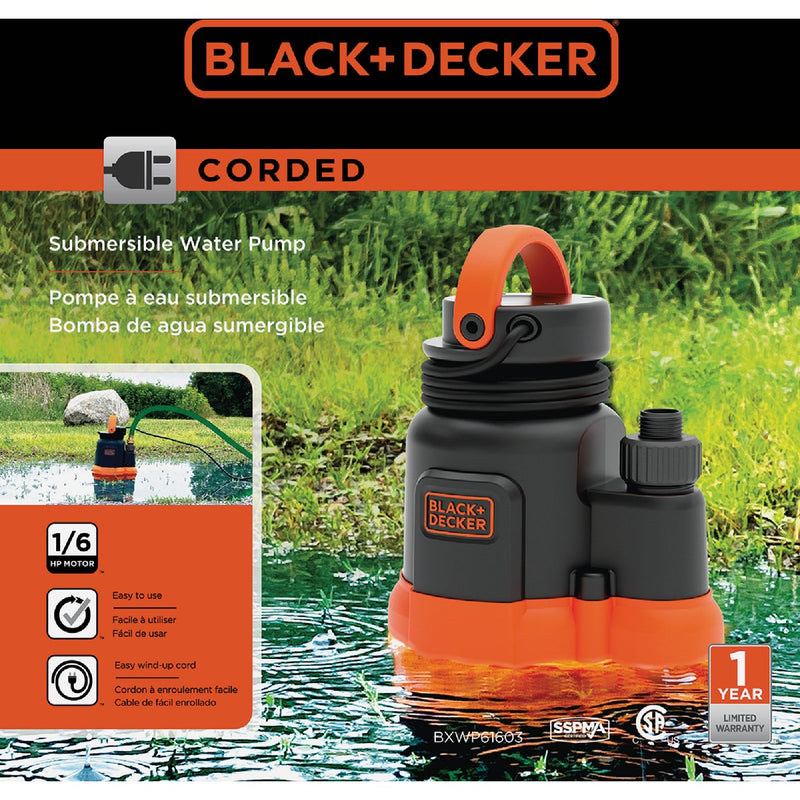 Black & Decker 1/6 HP 2000 GPH Submersible Water Pump