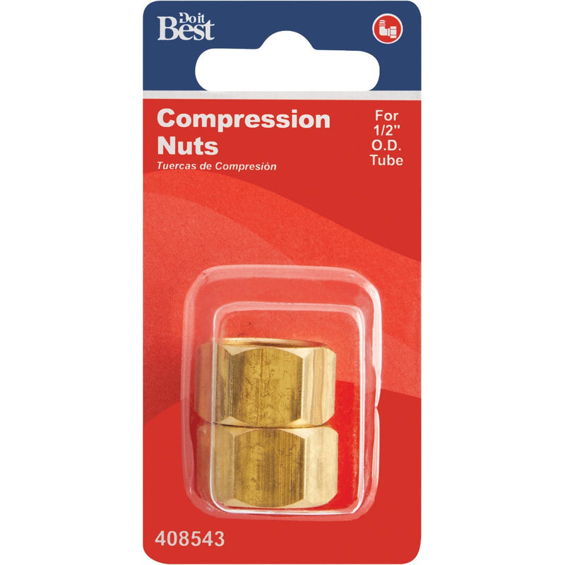 Do it 1/2 In. OD Brass Compression Nut (2-Pack)