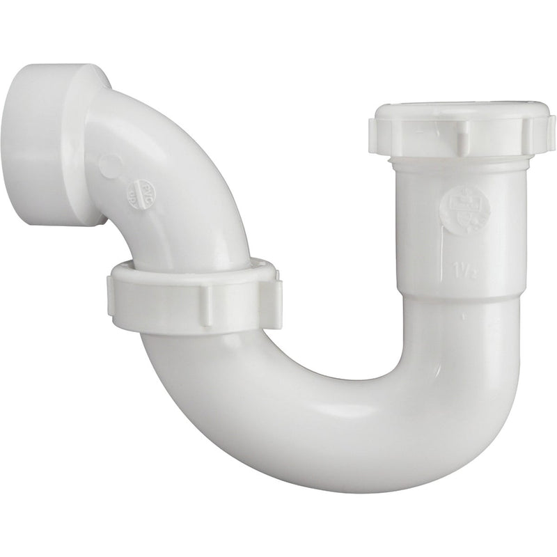 Do it Best Best 1-1/2 In. or 1-1/4 In. White Plastic Sink Trap with Reducer Washer