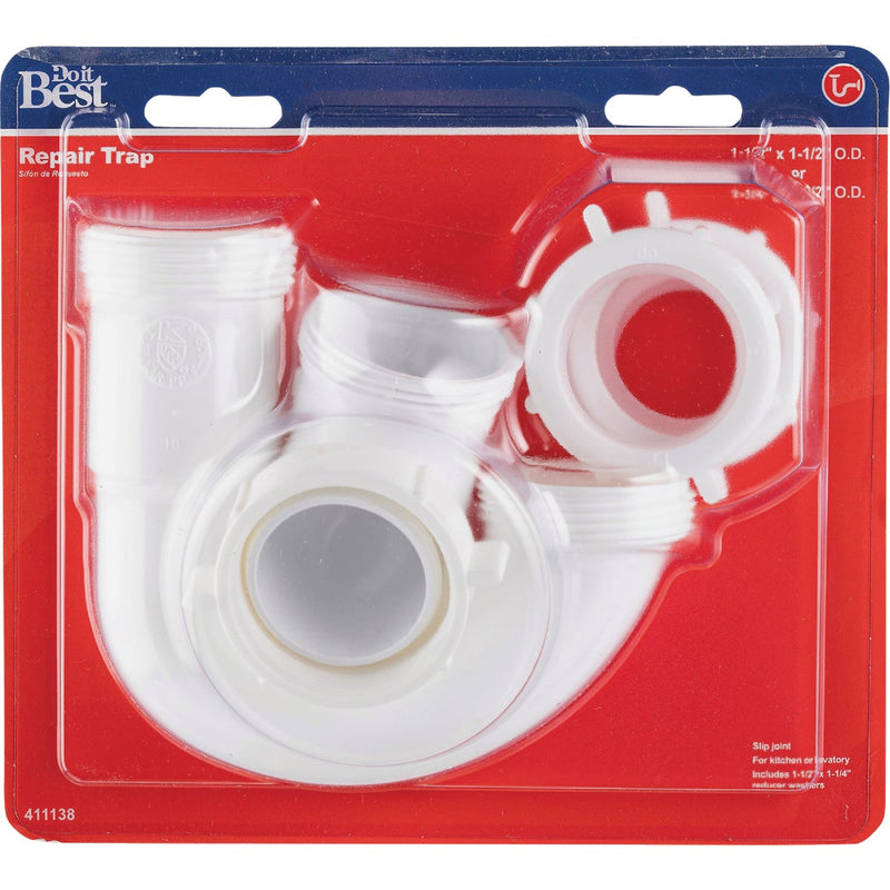 Do it Best 1-1/2 In. White Polypropylene Sink Trap with Reducer Washer