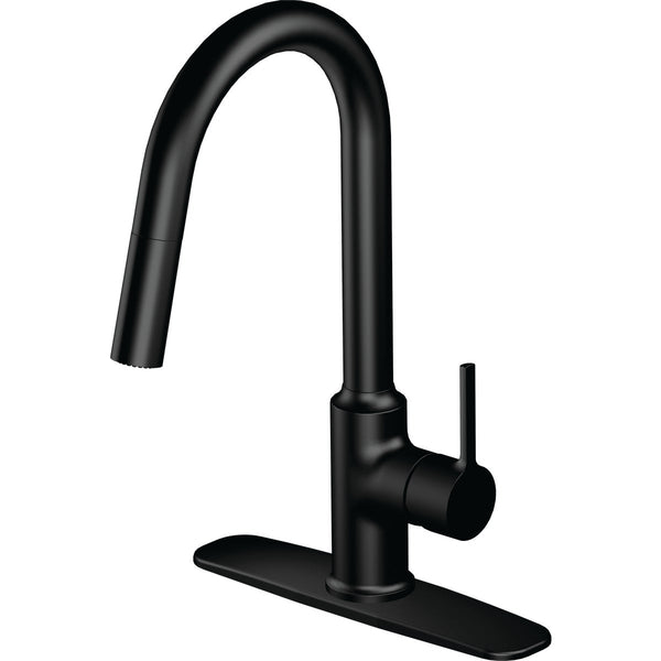 Home Impressions Contemporary Builder 1-Handle Lever Pull-Down Kitchen Faucet, Matte Black