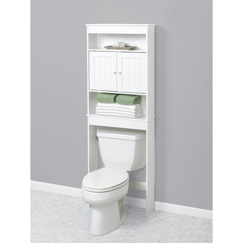 Zenith Country Cottage White Over-the-Toilet Cabinet, 2 Door/3 Shelf