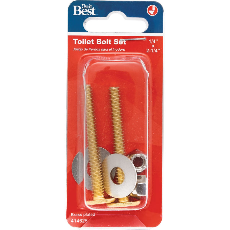 Do it Best 1/4 In. x 2-1/4 In. Brass Plated Steel Toilet Bolts (2 Pack)