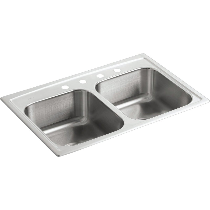 Kohler Toccata Double Bowl 33 In. x 22 In. x 8 In. Deep Stainless Steel Kitchen Sink
