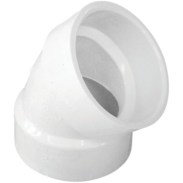 IPEX 2 In. Hub x Hub Schedule 40 45 Deg. Short Radius DWV PVC Elbow (1/8 Bend)