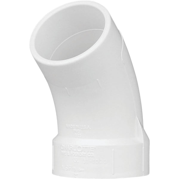 Charlotte Pipe 2 In. Schedule 40 45 Deg. DWV PVC Street Elbow (1/8 Bend)