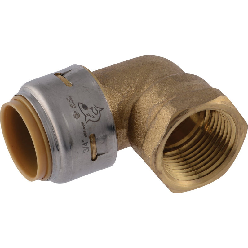 SharkBite 3/4 In. x 3/4 In. Push-to-Connect FNPT Brass Elbow (1/4 Bend)