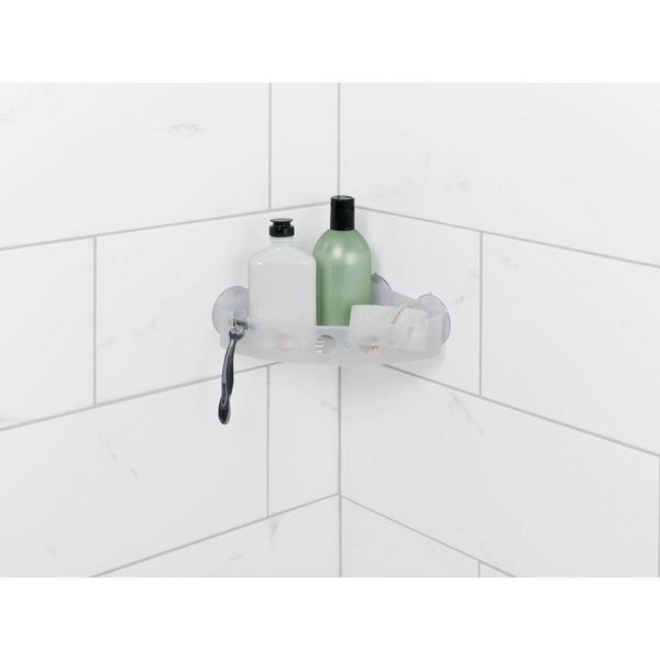 Zenna Home Frosted Finish Suction Corner Bathroom Shelf