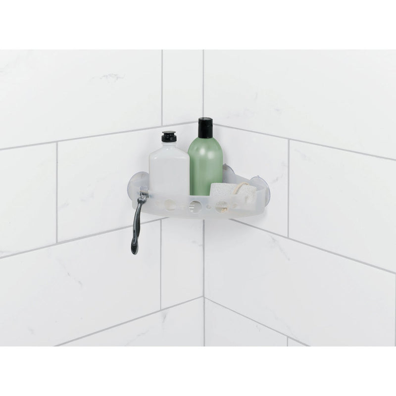 Zenna Home Frosted Finish Suction Corner Bathroom Shelf