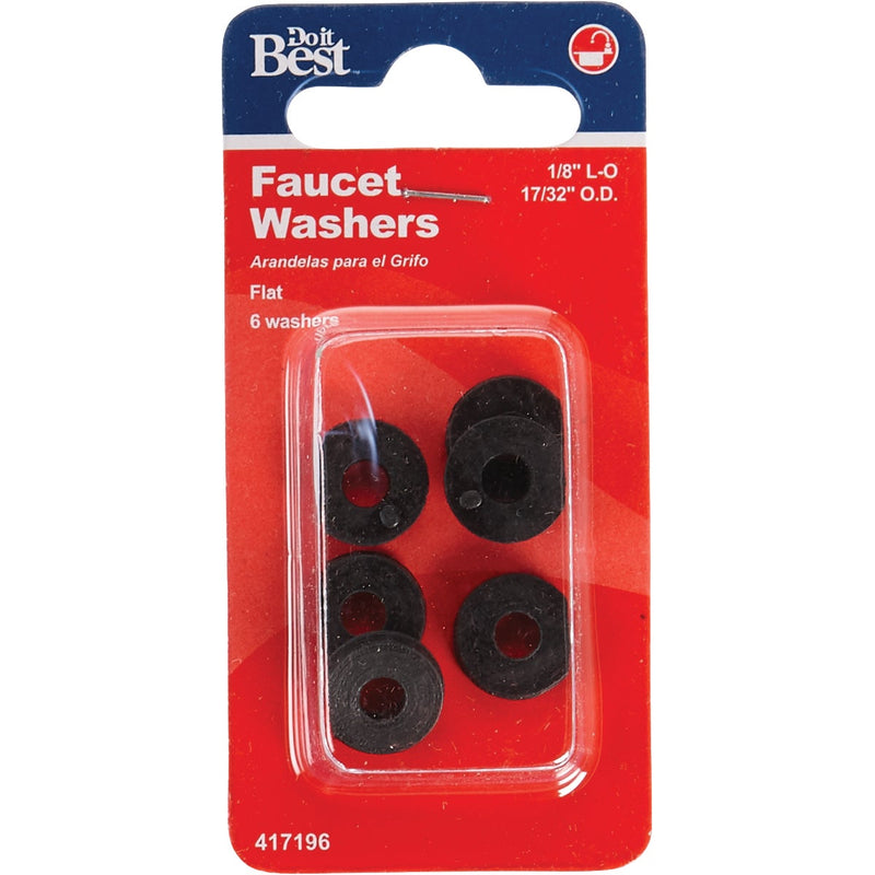 Do it Best 17/32 In. Black Flat Faucet Washer (6 Ct.)