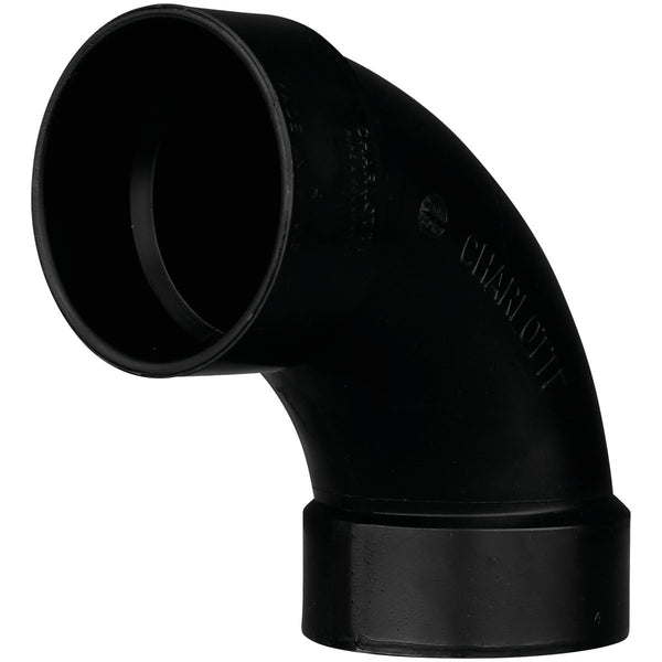 Charlotte Pipe 4 In. Hub x Hub 90 Deg. Long Sweep ABS Elbow (1/4 Bend)