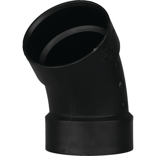 Charlotte Pipe 3 In. Hub x Hub 45 Deg. ABS Elbow (1/8 Bend)