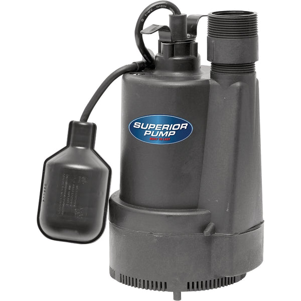 Superior Pump 1/3 HP Thermoplastic Submersible Sump Pump with Tethered Float Switch