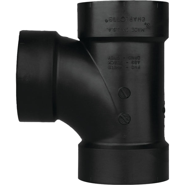 Charlotte Pipe 4 In. Hub x Hub x Hub Sanitary ABS Waste & Vent Tee