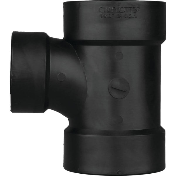 Charlotte Pipe 4 x 4 x 2 In. Hub x Hub x Hub Reducing Sanitary ABS Waste & Vent Tee