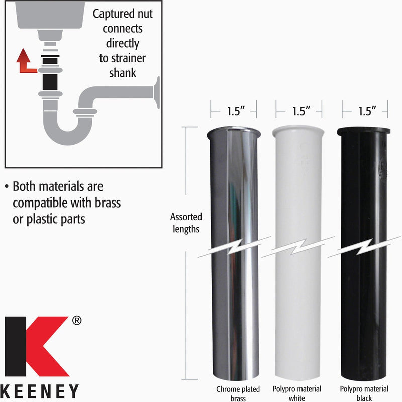 Keeney 1-1/2 In. OD x 12 In. Black Plastic Tailpiece