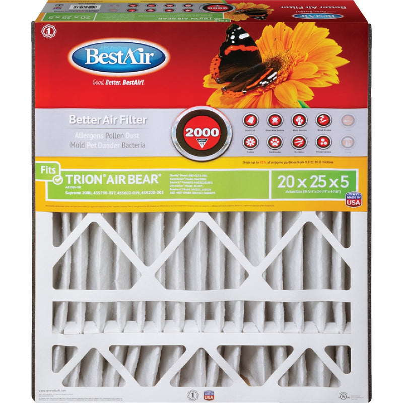 BestAir 20 In. x 25 In. x 5 In. Trion Air Bear MERV 11 Deep Pleat Furnace Filter