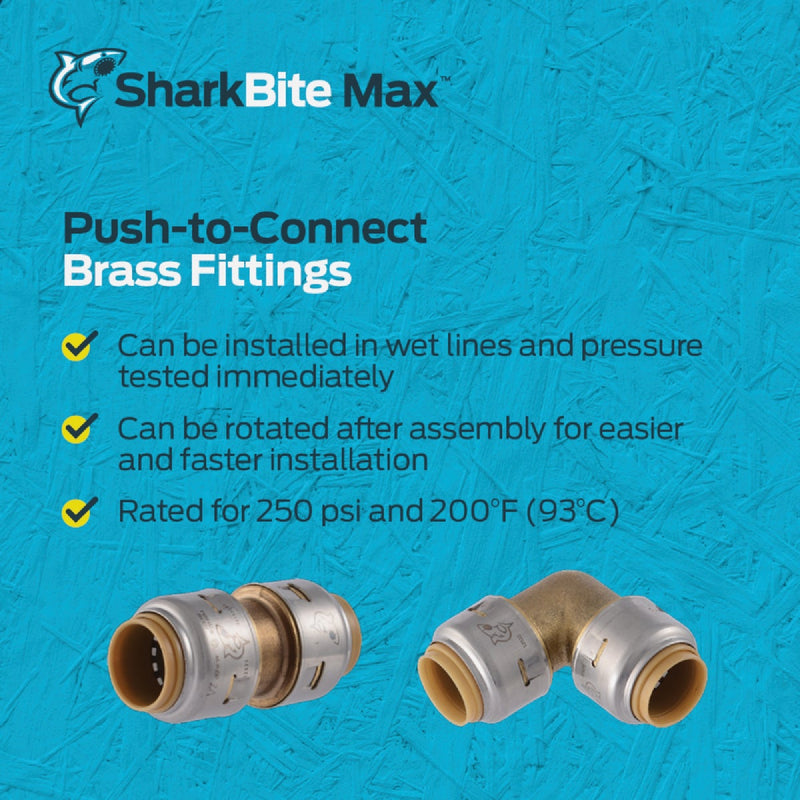 SharkBite 1/2 In. Push-to-Connect x 3/8 In. OD Compression Chrome-Plated Brass Quarter Turn Angle Valve (4-Pack)