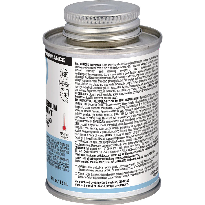 Oatey Rain-R-Shine 4 Oz. Low Voc Medium Bodied Blue PVC Cement