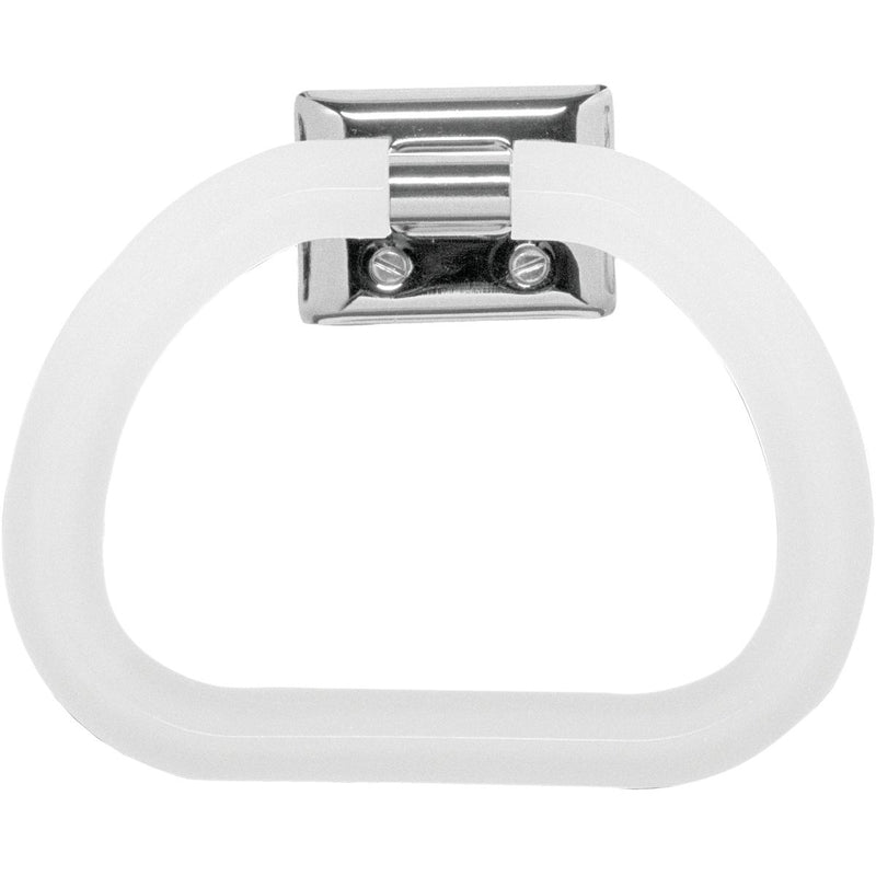 Decko Chrome/White Plastic Towel Ring