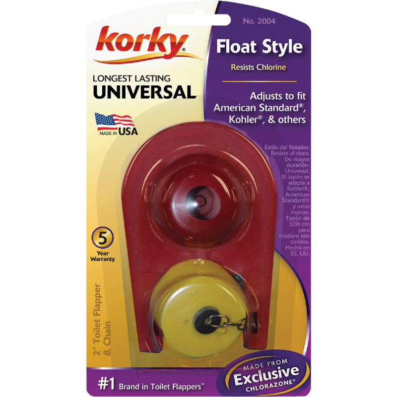 Korky Plus 2 In. Rubber Adjustable Flapper with Float and Chain